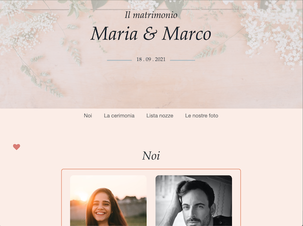 Visualizza come sarà il sito per il vostro matrimonio per soli 85 €. Visualize the website for your wedding, an unique invitation.