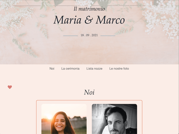 Visualizza come sarà il sito per il vostro matrimonio. Visualize the website for your wedding, an unique invitation.